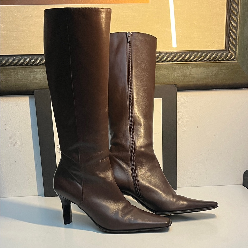 Casadei Brown Leather Knee- High Boots Women's Size:US  5.5 B